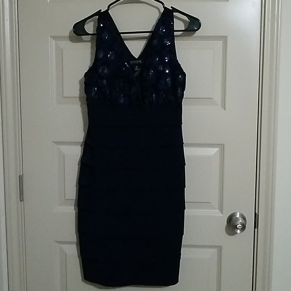 Navy blue dress with detail on top